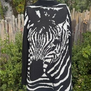 Vintage Zebra Knit Black and White Sweater